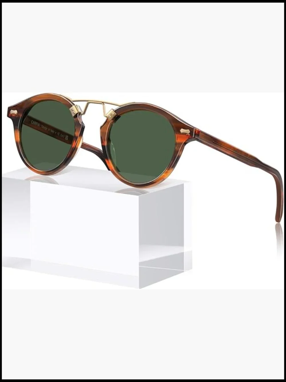 Retro Round Double Bridge Polarized Sunglasses Men Acetate UV Protection